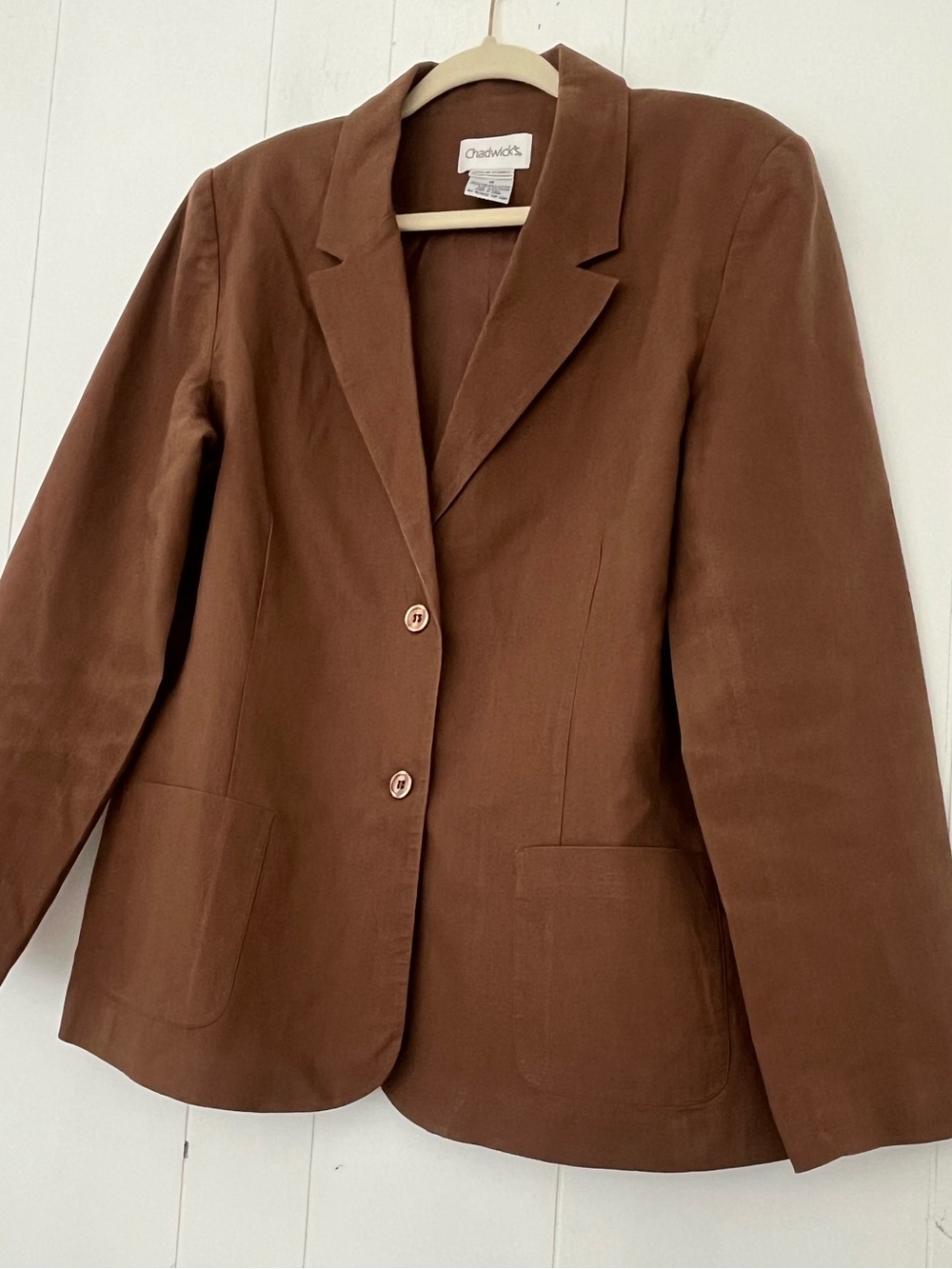 Chadwick’s Women’s Linen Blend Blazer Chocolate Brown Jacket Size 14